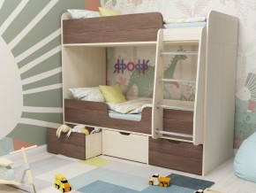 Кровать двухъярусная Малыш двойняшка дуб молочный-бодега в Чёрмозе - chyormoz.magazinmebel.ru | фото